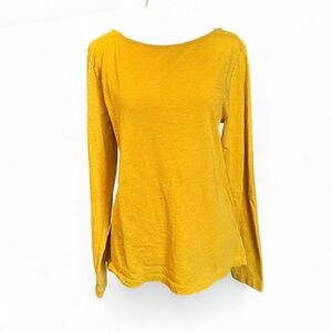 J. Crew Artist Tee Long Sleeve Yellow Boatneck XL Basic Capsule Staple